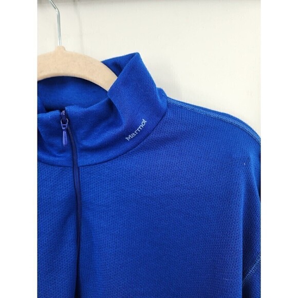 Marmot Royal Blue Quarter Zip Outdoor Breathable Mens Medium Pullover Top - Picture 2 of 8